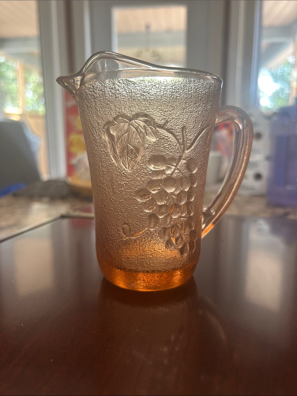 Vintage Textured Glass Creamer - Peach/Pink